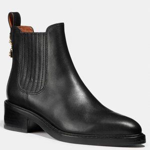 Coach Bowery Chelsea Boots Black Leather, Size 6,5